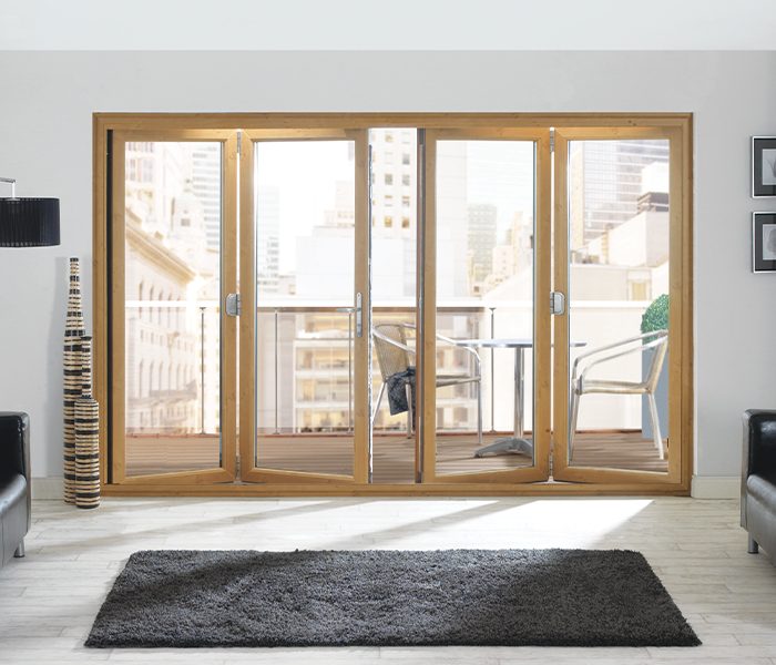 Golden oak bi-fold doors